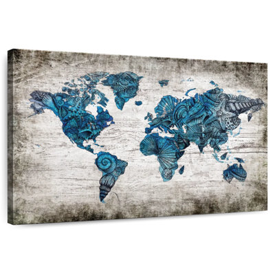 Aliaz Rustic Nautical World Map