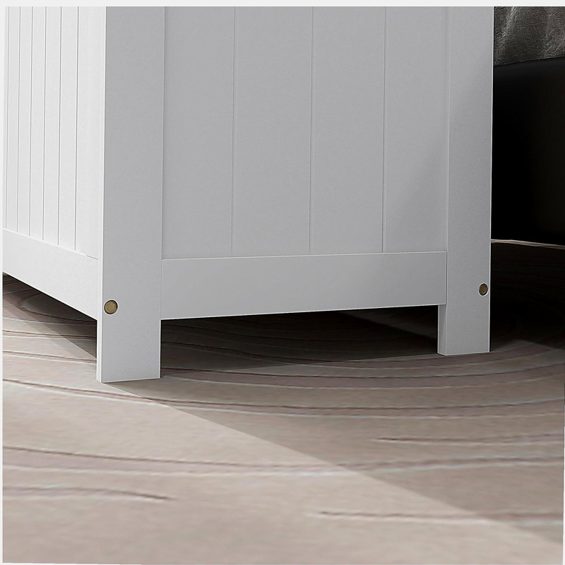 Coffre de rangement 39,4 po avec 2 charnières de sécurité, HOMcom, boîte en bois, blanc, White