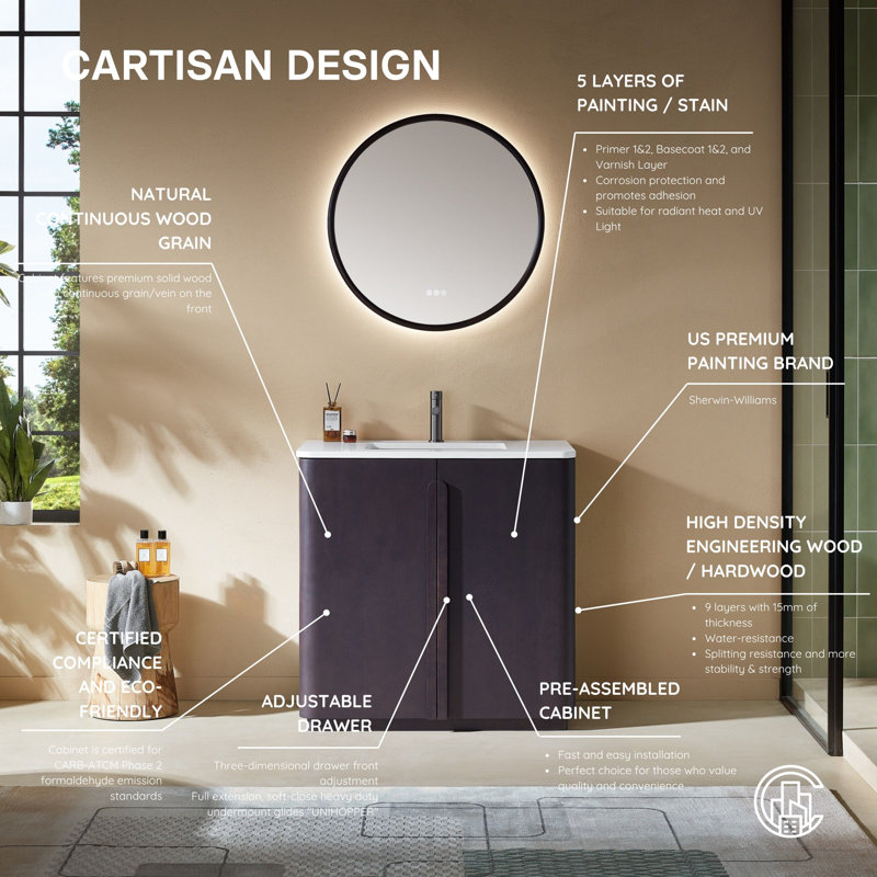Parma 36" W Single Vanity, Espresso Oak