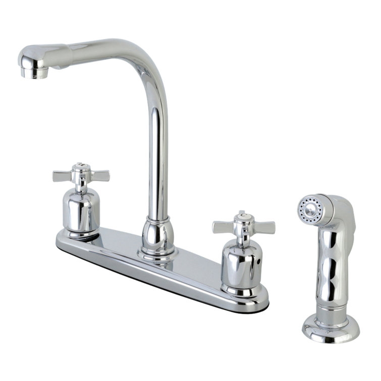 Kingston Brass Millennium Two-Handle 4-Hole 8" Centerset Kitchen Faucet with Side Sprayer