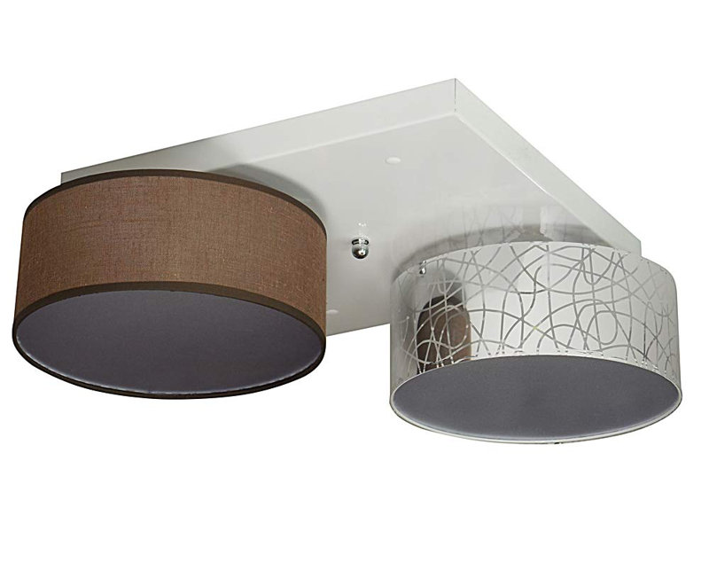 Pulley Fabric Semi Flush Mount, Silver/Brown