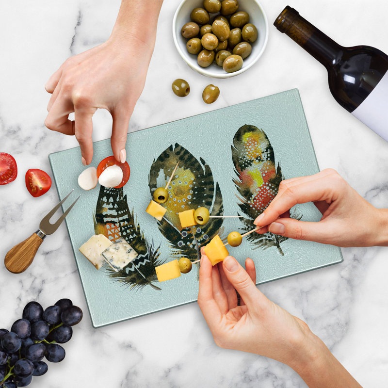 Multicolore Planche à découper en verre trempé Ambesonne