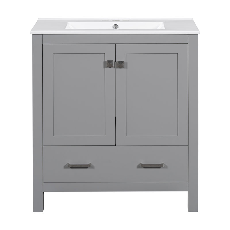 60" Bathroom Vanity Set with Double Vanities, Silver, Gray