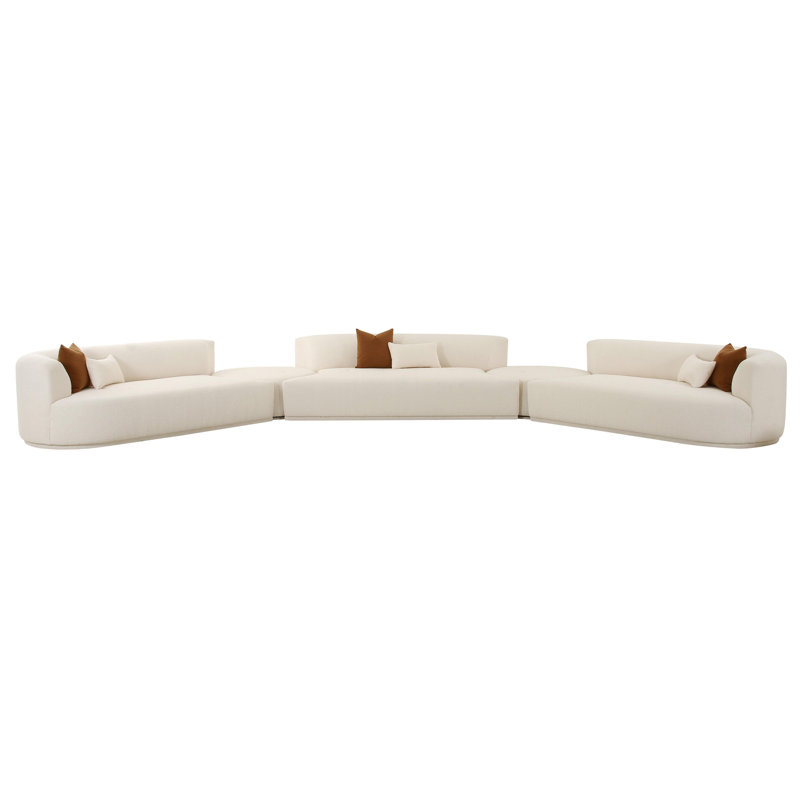 Tov Furniture Fickle Cream Boucle 5-Piece Modular Sectional, Cream Boucle
