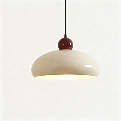 Luminaire suspendu 1 lumière intérieur / intérieur blanc avec abat-jour en forme de bol, lumière moderne crème moderne en blanc mat, lustre simple à tête simple avec base E27 pour balcon, chambre d'escalier, couloir
