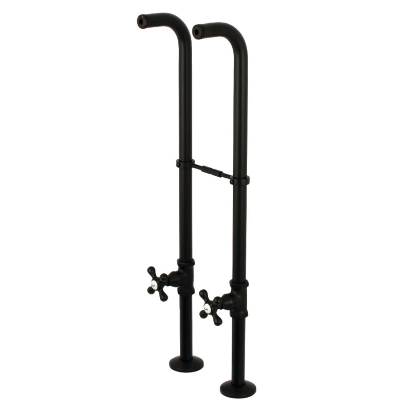 Kingston Brass Kingston Freestanding Supply Line with Stop Valve and Handle, Matte Black