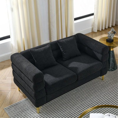 Canapé modulaire surdimensionné de 60 pouces à 2 places, canapé modulaire en tissu confortable avec 2 sièges profonds et 2 coussins lombaires
