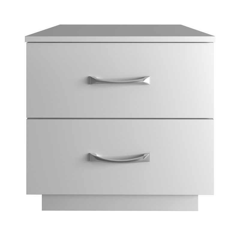 Sleep Hamilton Double Drawer Low Profile Nightstand, White