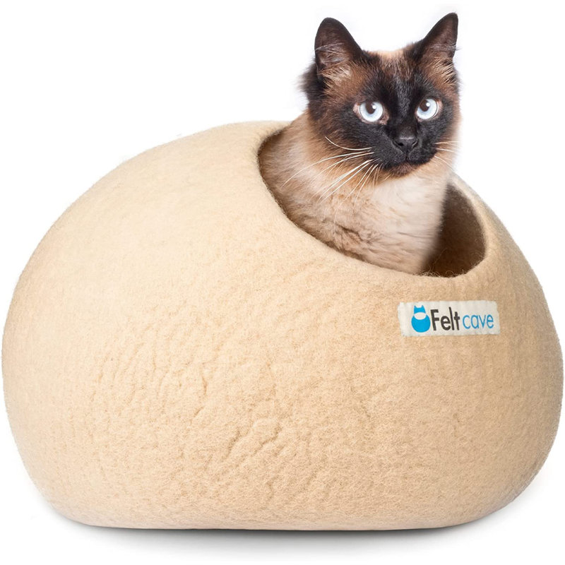 Lit-grotte pour chat Feltcave, Moyen (L 17 po x l 17 po), Crème