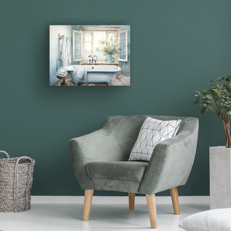 Baignoire Momart bleue sur toile, H 18 po x l 24 po x P 2 po