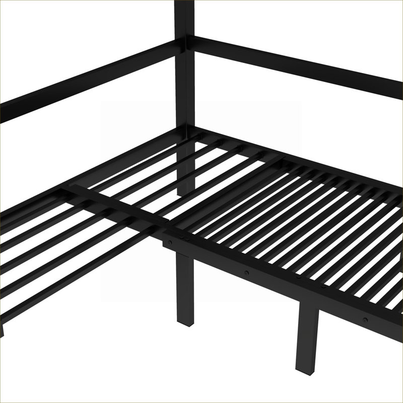 Lit superposé convertible en lit superposé en métal noir pour les espaces de chambre à coucher multi-usages