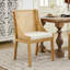 Chaise de salle à manger de style français américain rustique avec cadre en bois d'hévéa massif, siège décoratif et rembourré en lin beige pour la salle à manger, la cuisine et le salon, H 24,31 po de profondeur, 21,68 de largeur, 38,46 po-609214084
