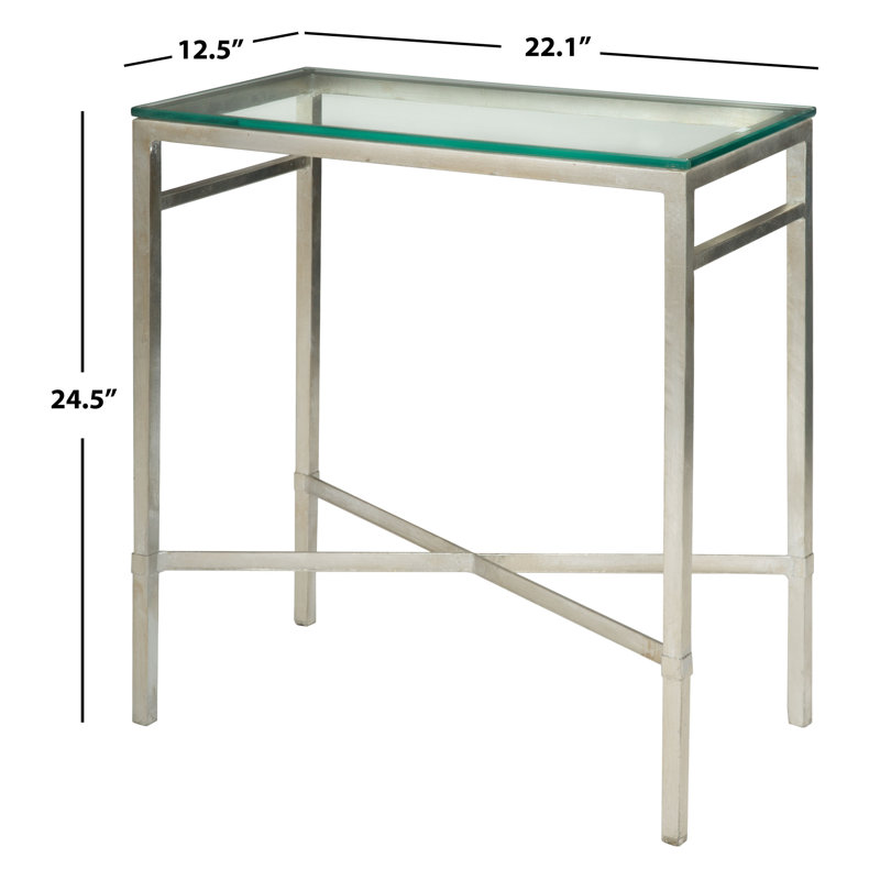Vera Glass End Table, Antique Silver Gilt