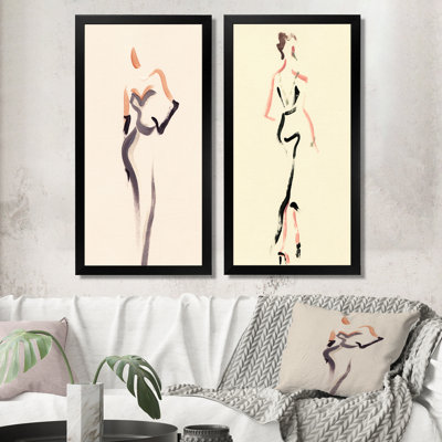 " Fashion Woman Line Art X " 2 - Pieces Painting Print