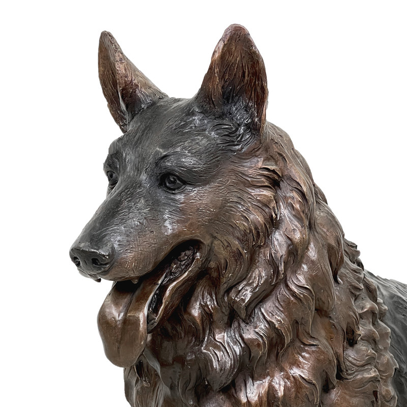 Dog German Shepherd Bronze Garden Statue