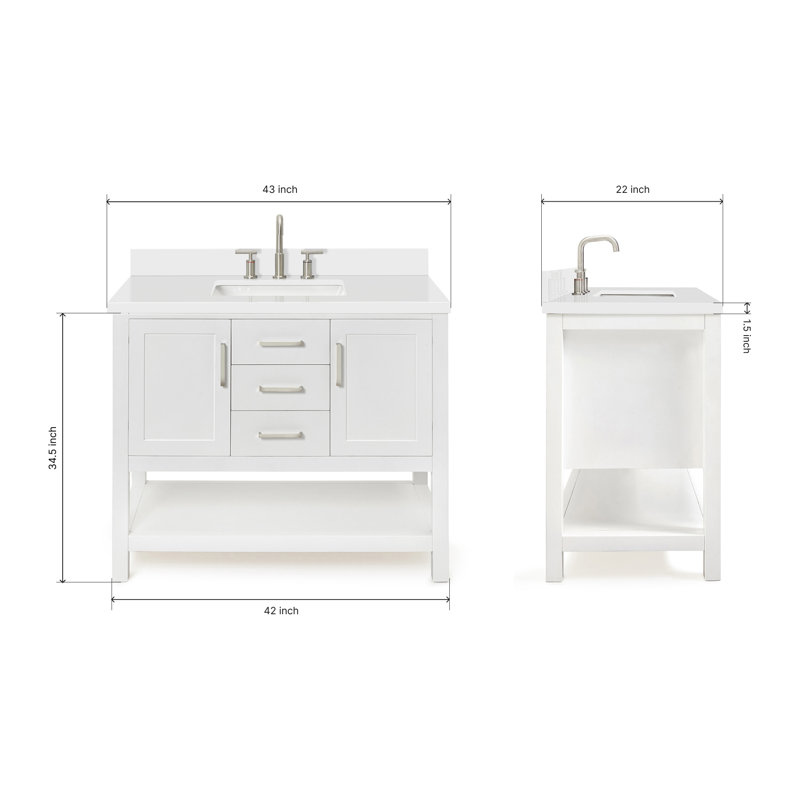 Bayhill 43'' W Single Vanity, White