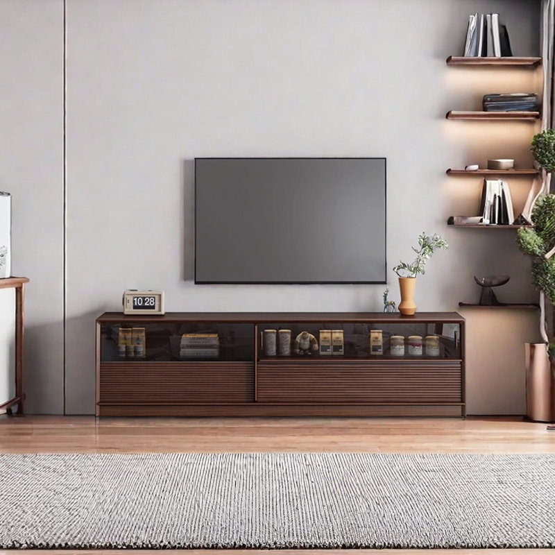 Meuble télé rétro au design simple, Brun foncé
