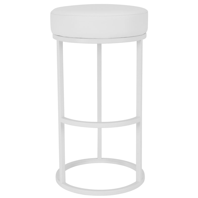 Stan Upholstered Counter Stool, White Faux Leather