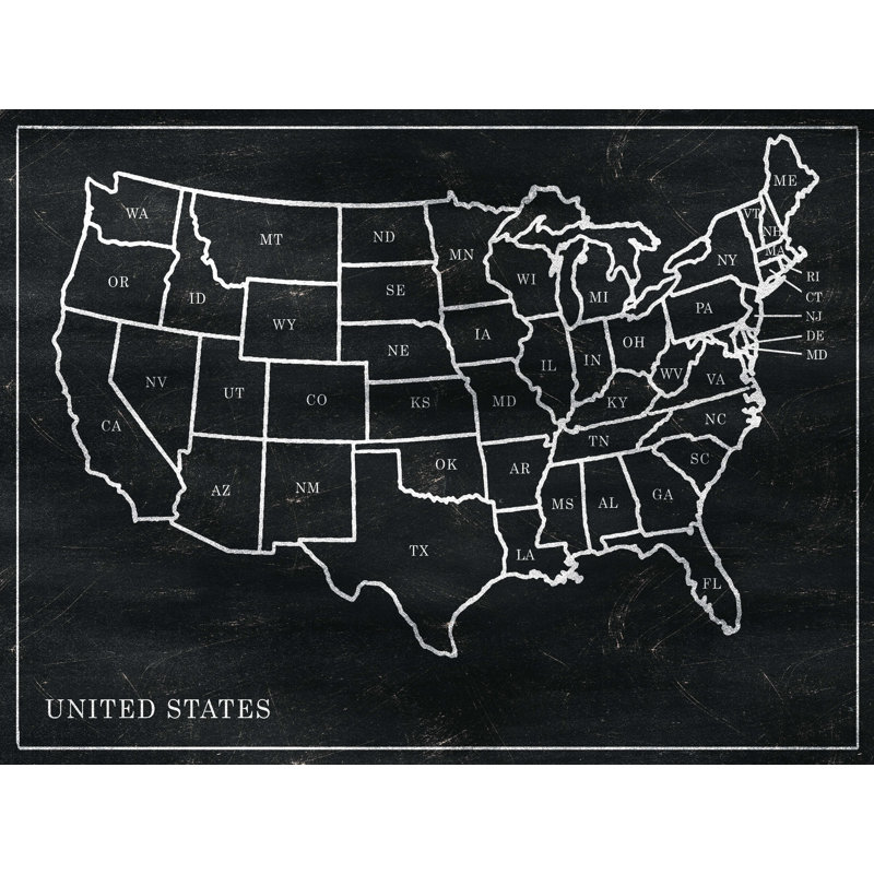 " United States Map Dark ", 12" H x 16" W
