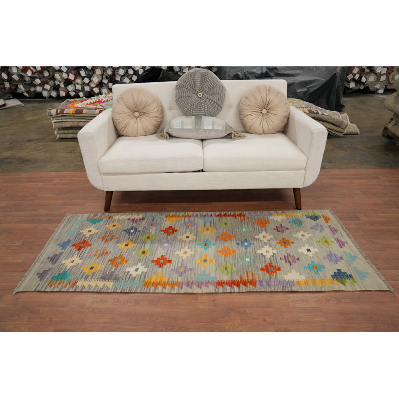 Tapis géométrique Kilim tissé à la main 3 x 6