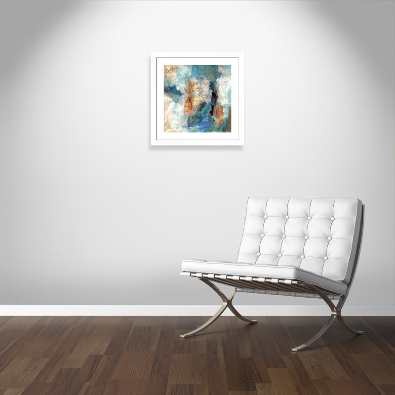 Painterly Elements II - peinture encadrée, Cadre blanc, H 25 po x l 25 po x P 1,25 po