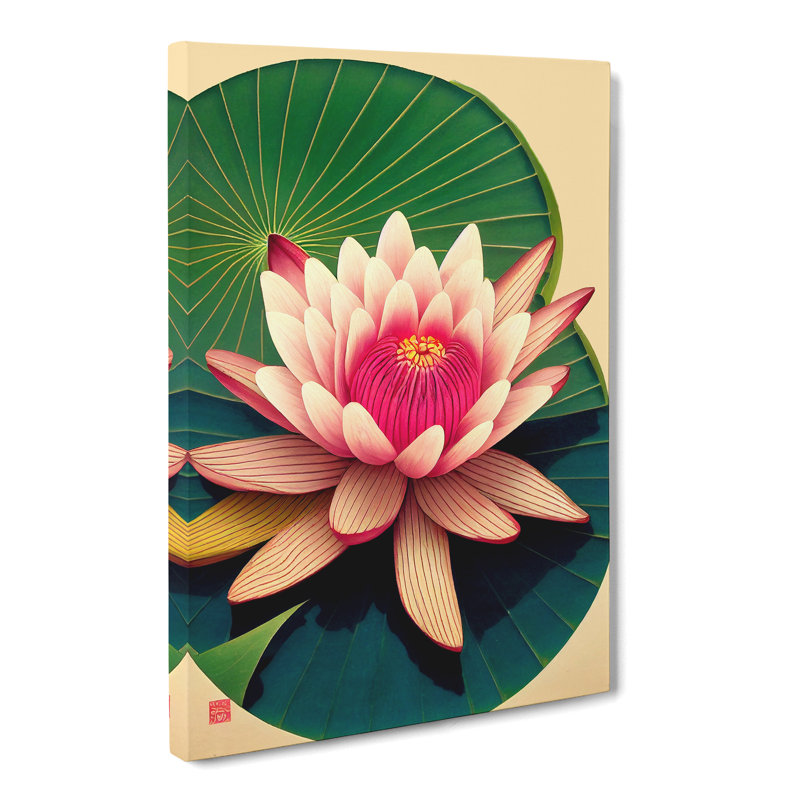CAN-V0523-2827X Water Lily Flower Chinese - Wrapped Canvas Print, 50cm H x 35cm W x 3cm D