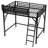 Full Size Metal Loft Bed with Ladder, Storage Shelves & High Clearance, Space-Saving Kids and Teens Bunk Bed, Black-22799301-22799300