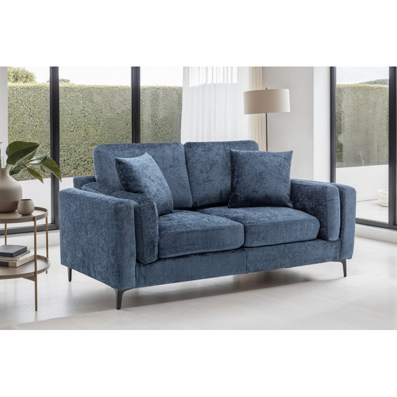 Tasley 2 Seater Chenille Sofa, Blue, 2