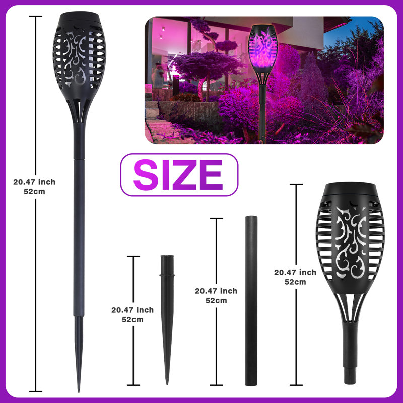 The Holiday Aisle® 12pièces torches solaires extérieures pour la décoration de jardin, Mauve