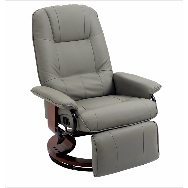 Fauteuil inclinable manuel en similicuir avec accoudoirs rembourrés à base pivotante en bois