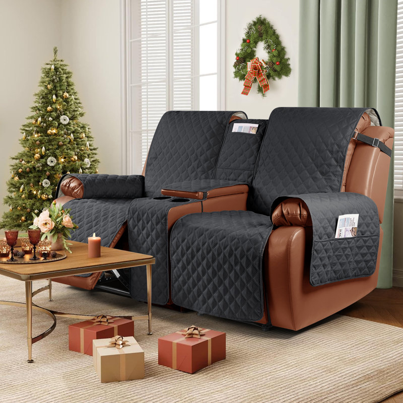 Housses pour causeuse inclinable avec console Kyrstie, Mélange de polyester noir