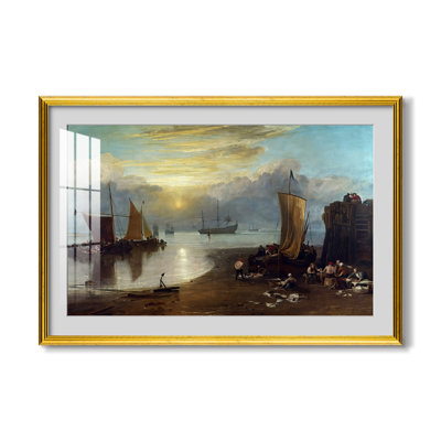 Lever du soleil à travers la brume : pêcheurs nettoyant et vendant du poisson, vers 1807 - J.M.W. Turner - Estampe encadrée sur mesure