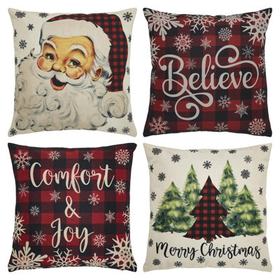 Ensemble de 4 housses de coussin de Noël à carreaux Buffalo, 51 x 51 cm