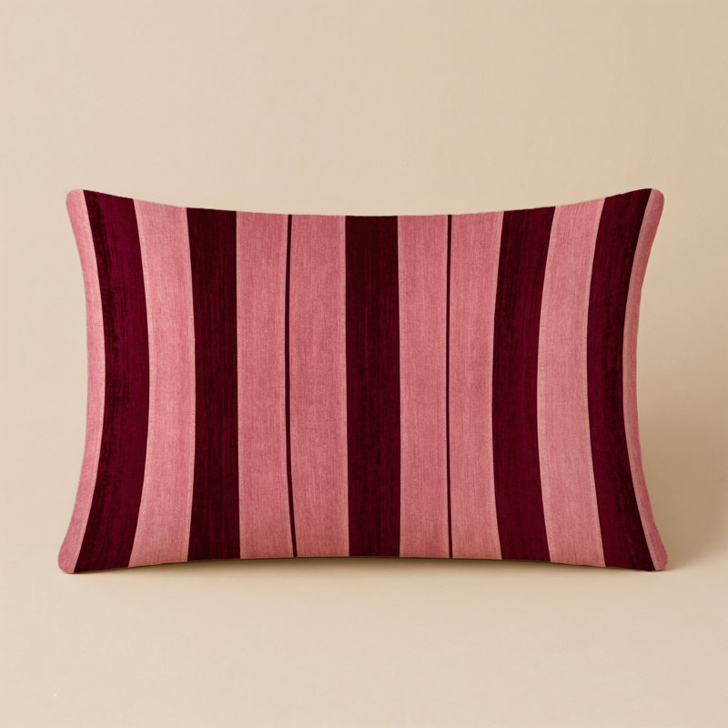 Indoor and Outdoor Throw Pillow, Rectangle 20"H x 14"W, Red Striped 312