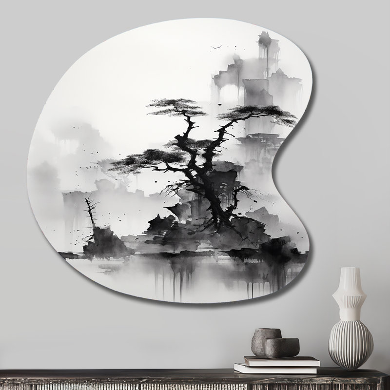 Gulabsa - art mural asiatique en forme de goutte, décoration murale irrégulière, H 27 po x l 27 po