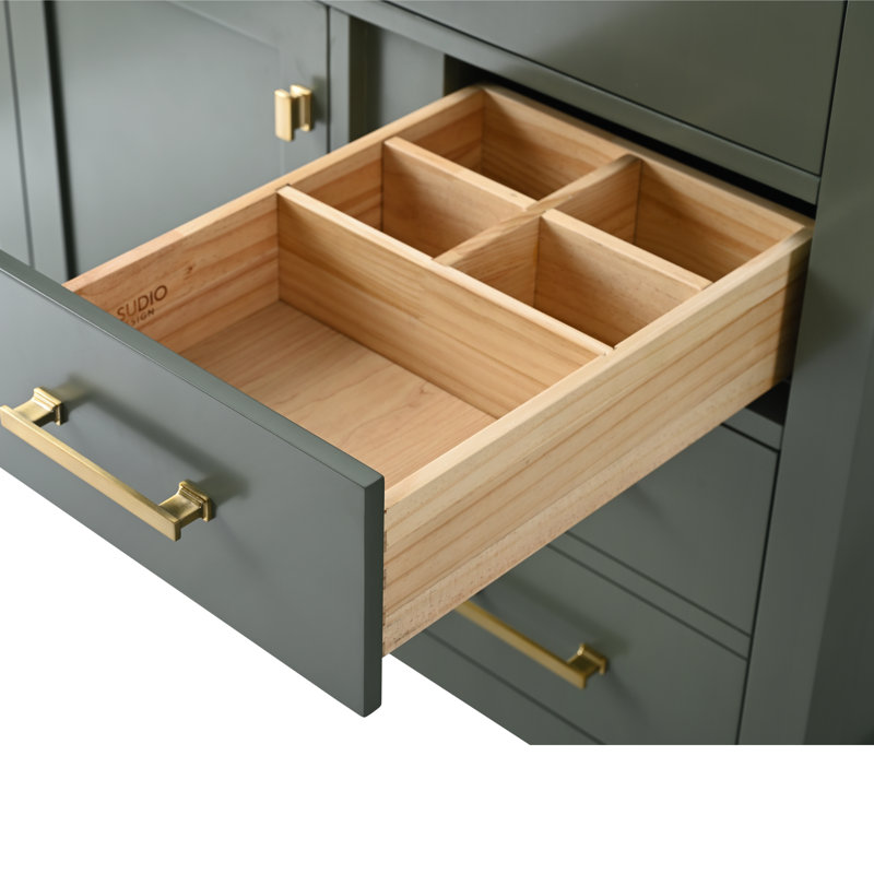 Meuble-lavabo simple 36 po Vancouver - Vert rétro, Vert rétro / or brossé