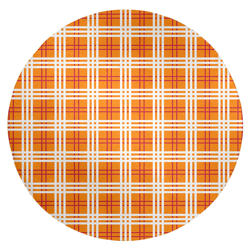 Plaid Indoor Rug, Round 5'
