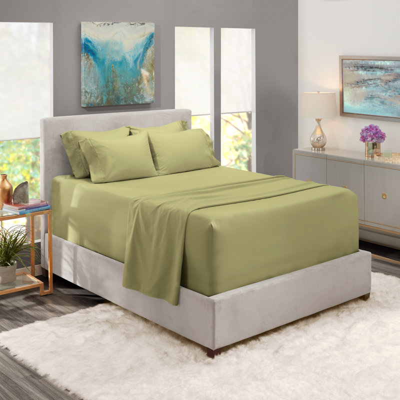 Microfiber Sheet Set, Sage, Queen Fitted Sheet