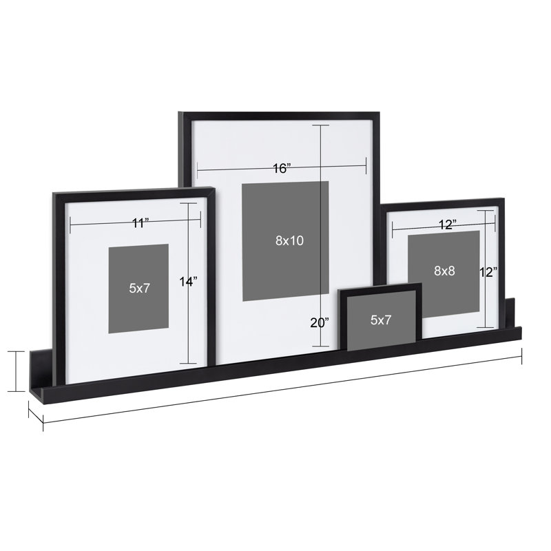 Odriscoll Matte Picture Frame - Set of 4 with Mat, Black