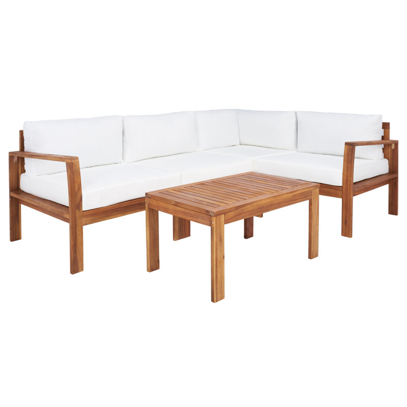 Acacia 3 - Person Modular Patio Conversation Set with Cushions, Natural, White