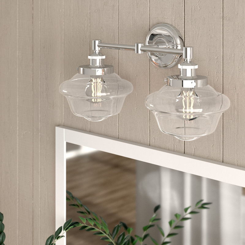 Éclairage pour meuble-lavabo à 2 lumières à intensité variable Sille, Nickel brossé, Clair