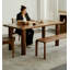 Table de salle à manger rectangulaire en bois massif de style rétro nordique-110828691