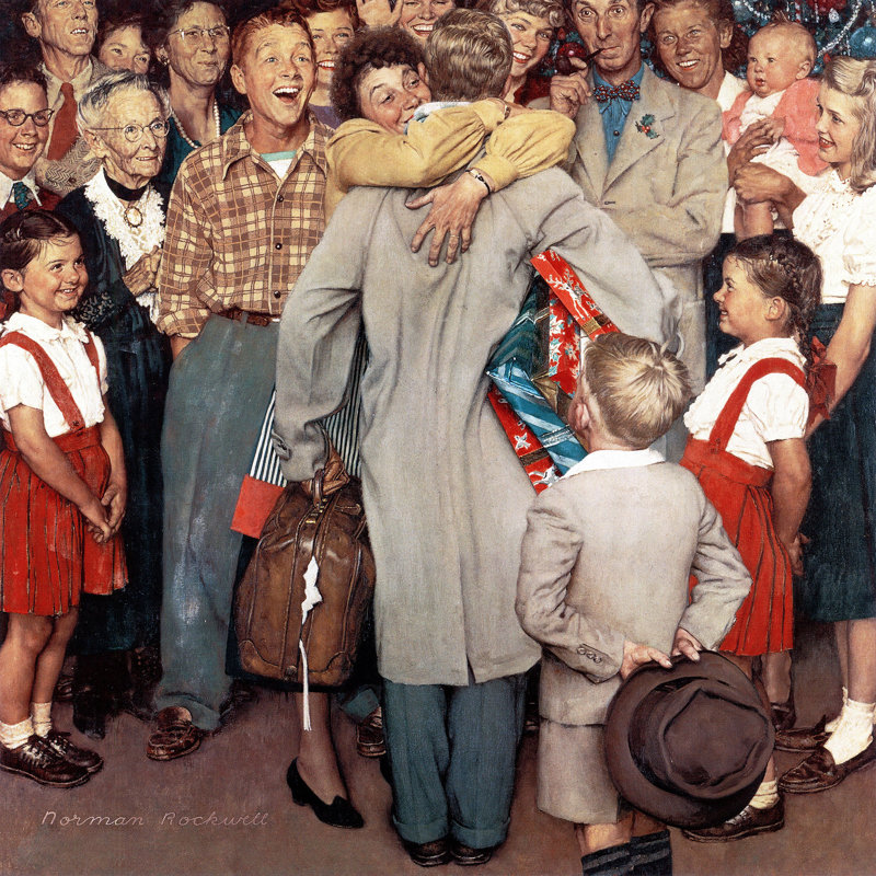 « christmas homecoming », reproduction d’impression sur toile tendue, 40 po x 40 po