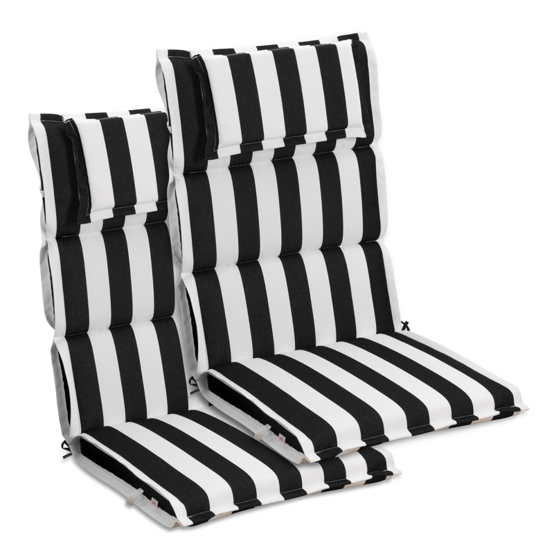  Ensemble de coussins de chaise de patio à haut dossier de 2, 47 x 21 x 2,4 po, Noir