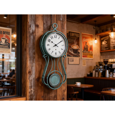 Metal Pendulum Wall Clock Battery Operated,Large Schoolhouse Wall Clocks,(20 Inch/
