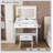 Modern Large Mirror Vanity Desk With 5 Drawers, Power Outlet, Hair Dryer Holder, And 3 Adjustable Lighting Modes For Bedroom-439169258