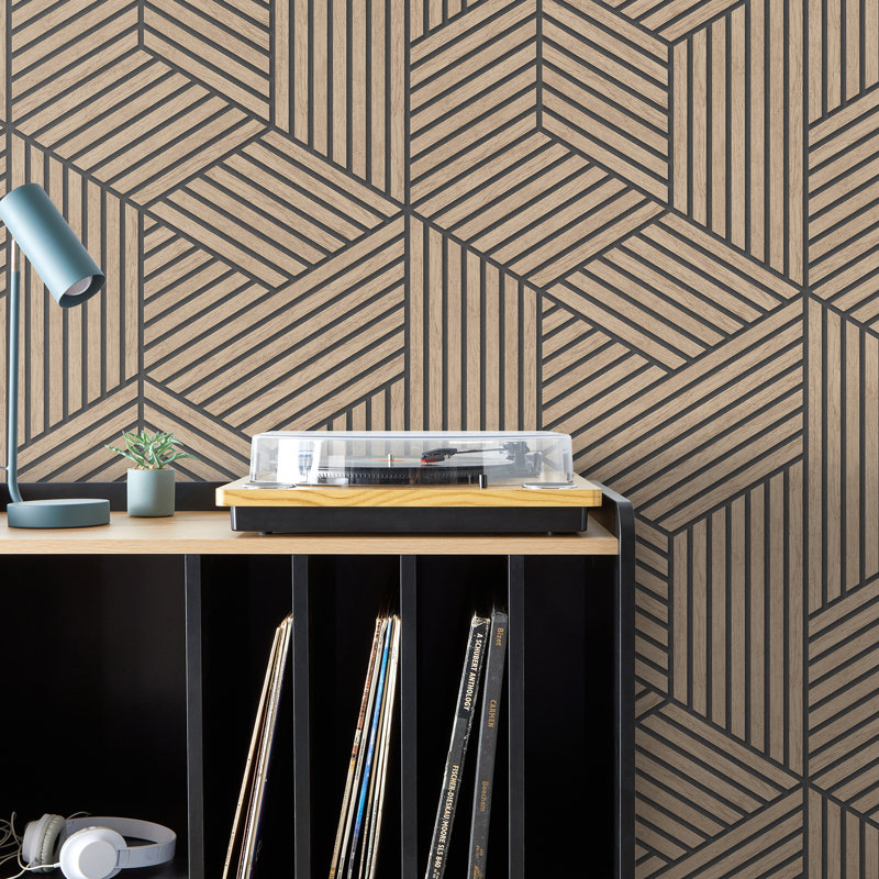 Gerrit Light Brown Geometric Panel Wallpaper