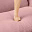 4 places en tissu bouclé rose, en forme de U avec coussins de dossier en forme de coquillage et de dossier moelleux, repose-pieds à ressorts-797994920