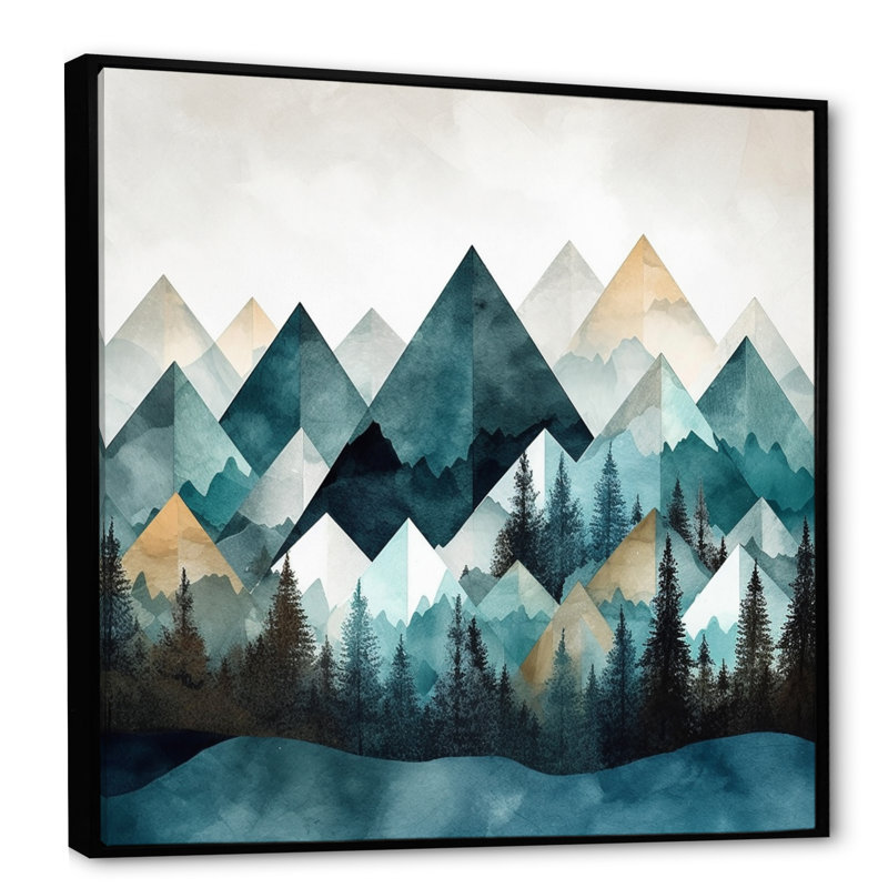 Minimalisme montagnes d'hiver I sur toile, H 30 po x l 30 po x P 1 po, Cadre flottant noir