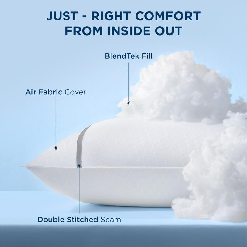 Bedsure Hotel Pillows Fluffy Bed Pillows for Sleeping with Breathable Cover Soft, Gray, Queen